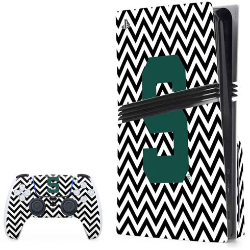 Michigan State University Spartans S Chevron PS5 Pro Disk Bundle  Skin